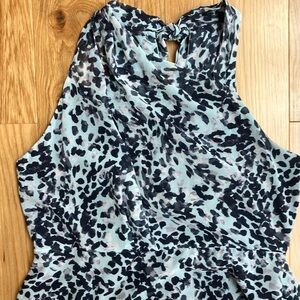 Donna Karan blue patterned  Halter A-Line Midi Dress